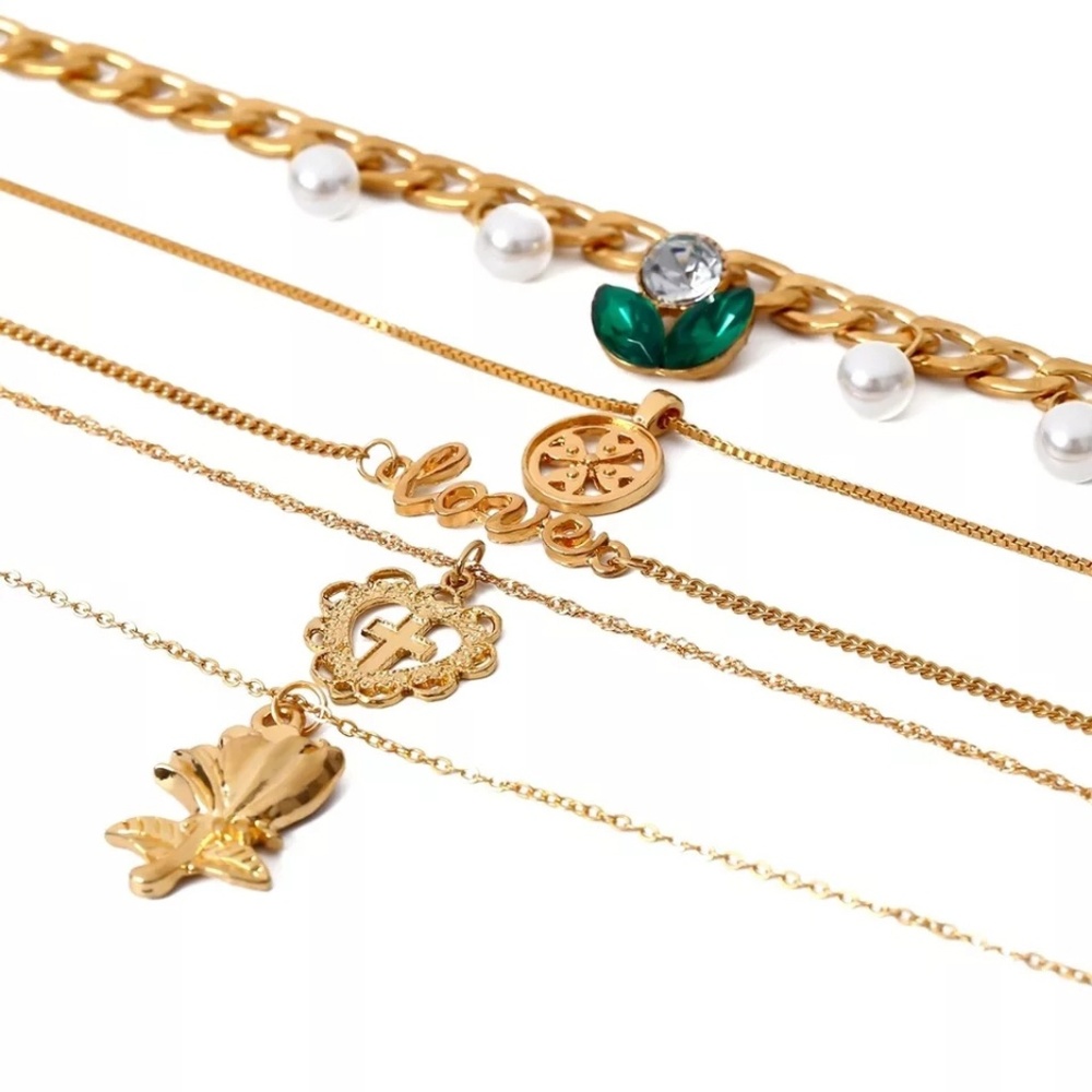 Gold Boho chocker five layer necklace - Picture 3 of 3